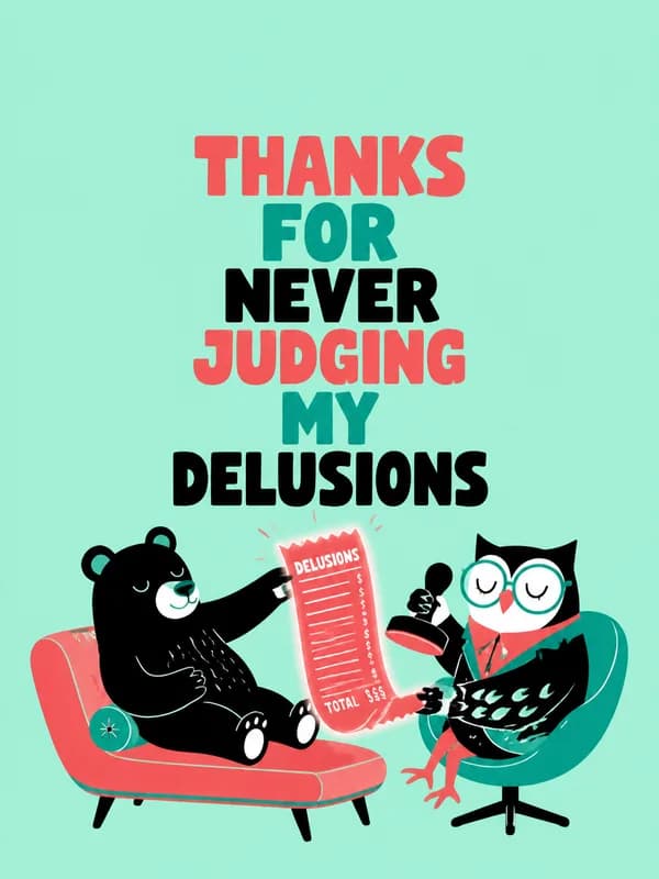 Delightful Delusions Thank You Card front