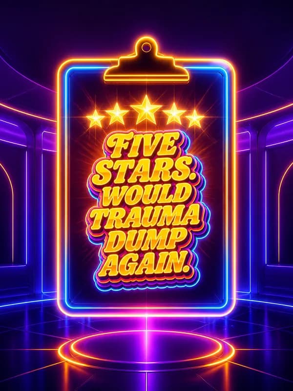 Five Stars Would Trauma Dump Again front