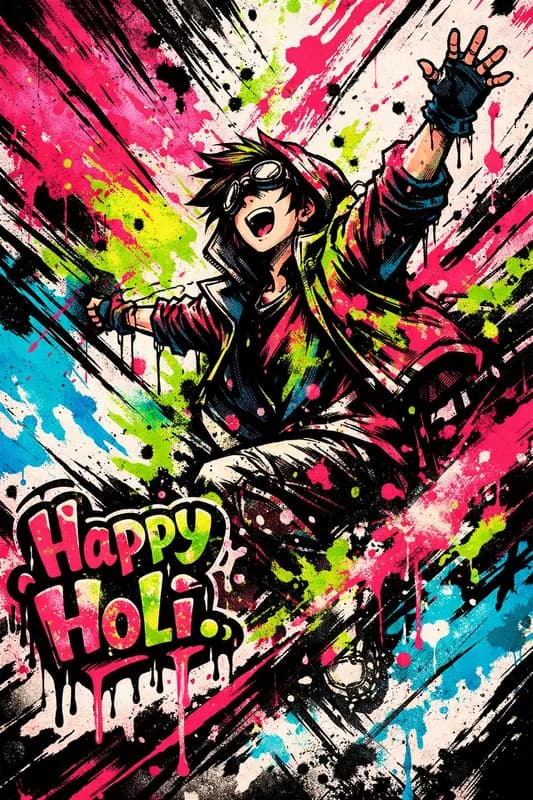 Vibrant Holi Celebration Card front