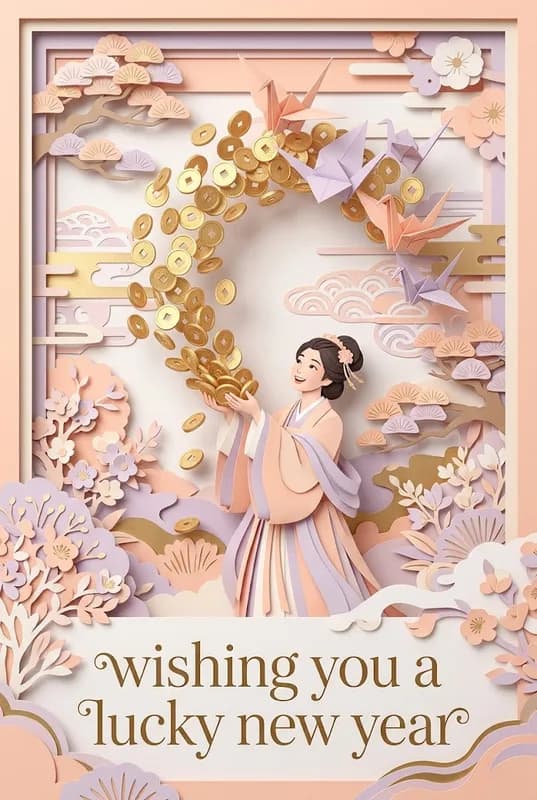 Lucky New Year Blessings front