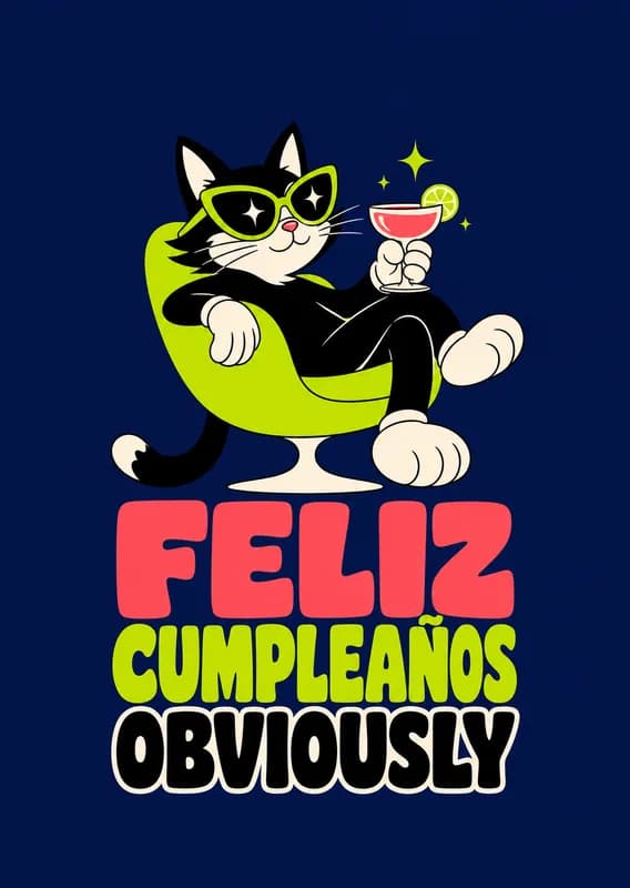 Sassy Birthday Cat Card front