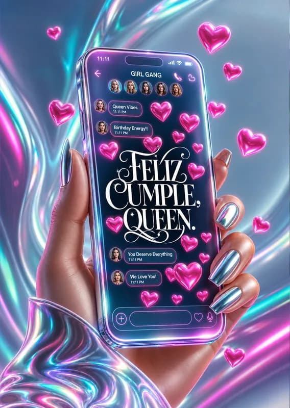 Feliz Cumple Queen Card front